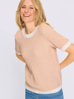 Pull à manches courtes motif tricoté décoratif