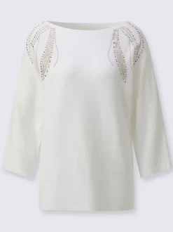 Pull à manches 3/4 encolure en u féminine