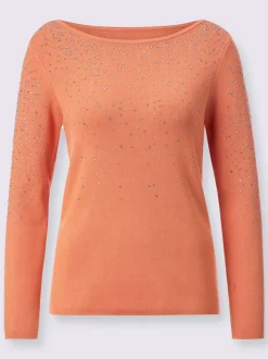Pull à manches longues avec viscose ECOVERO et pierres brillantes