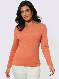 Pull à manches longues avec viscose ECOVERO et pierres brillantes