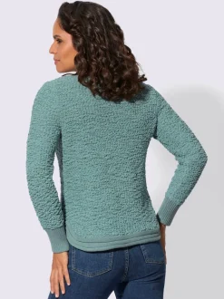 Pull à manches longues col rond en fil fantaisie tout doux