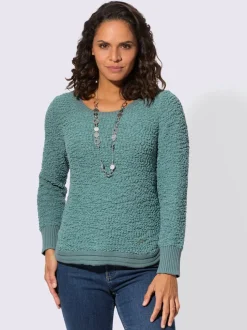 Pull à manches longues col rond en fil fantaisie tout doux