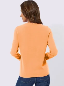 pull à manches longues col rond et motif petits cœurs