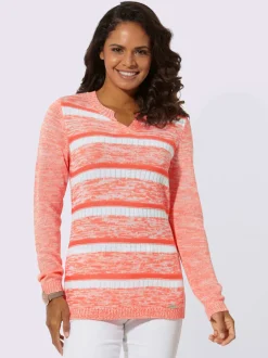 Pull à manches longues encolure ronde avec v ouvert