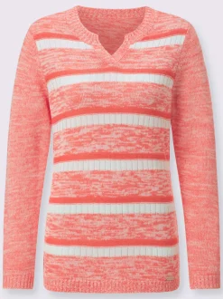 Pull à manches longues encolure ronde avec v ouvert