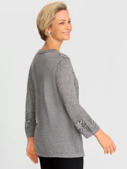 Pull à manches 3/4 motif intarsia