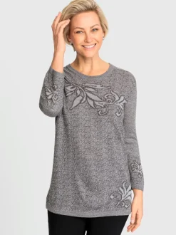 Pull à manches 3/4 motif intarsia