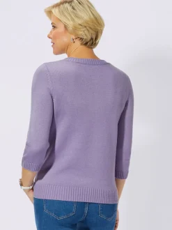 Pull à manches 3/4 patte de boutonnage décorative devant