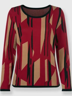 Pull à motif graphique géométrique manches longues