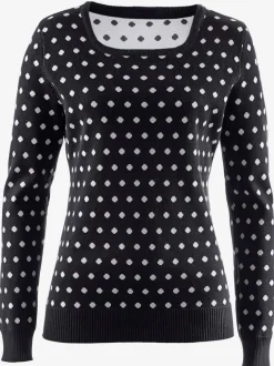 Pull à pois manches longues en jacquard