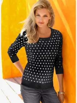 Pull à pois manches longues en jacquard