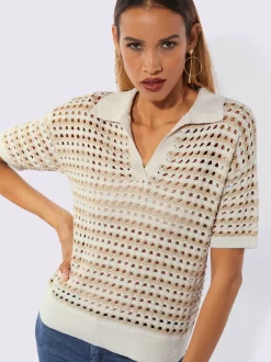 Pull polo mélange de lyocell et de viscose de qualité