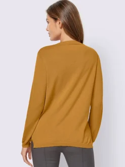 Pull tricoté en coton pima col en V et manches longues