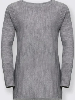 Pull tricot jersey avec détails côtelés col rond