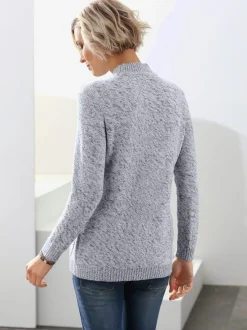 Pull tricot motif losanges col montant fils chinés