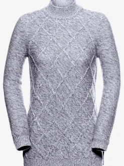 Pull tricot motif losanges col montant fils chinés