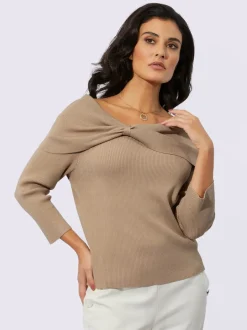 Pull viscose à encolure large et manches longues