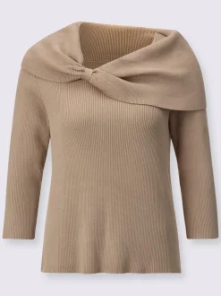 Pull viscose à encolure large et manches longues
