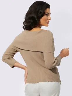 Pull viscose à encolure large et manches longues