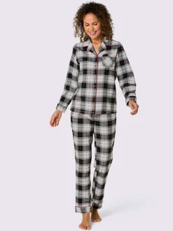 Pyjama flanelle tissée, grattée à l'intérieur et à l'extérieur