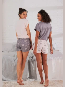 2 pyjamas courts avec imprimé cœurs