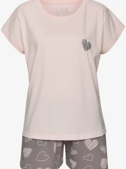 2 pyjamas courts avec imprimé cœurs