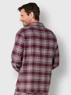 Pyjama-t-shirt flanelle tissée, grattée à l'intérieur et à l'extérieur