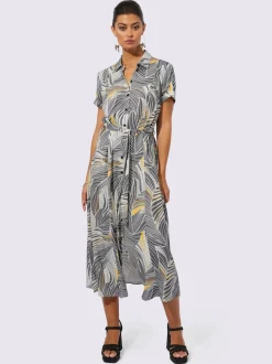 Robe chemise imprimée en viscose ECOVERO col chemise et manches courtes