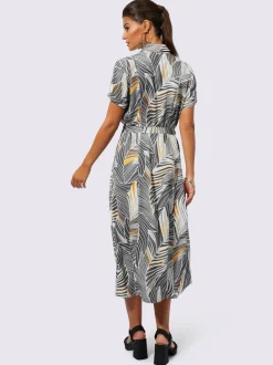 Robe chemise imprimée en viscose ECOVERO col chemise et manches courtes