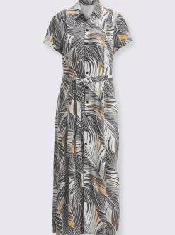 Robe chemise imprimée en viscose ECOVERO col chemise et manches courtes