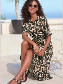 Robe-chemisier robe d'été à petit col chemisier