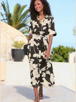 Robe-chemisier robe midi à petit col chemisier