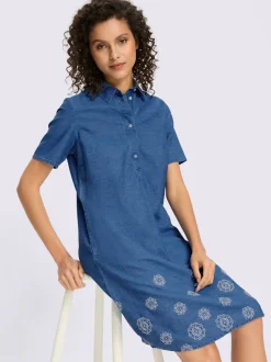 Robe en jean superbe broderie florale