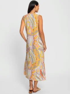 Robe en jersey léger sans manches encolure ronde et motif abstrait