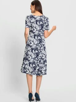 Robe en jersey viscose motif floral manches courtes avec ceinture