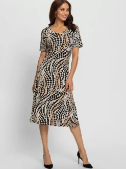 Robe en jersey viscose motif pois et manches courtes