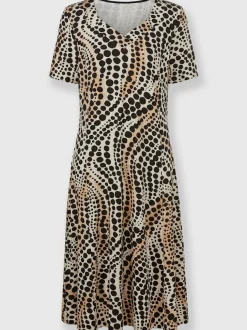 Robe en jersey viscose motif pois et manches courtes