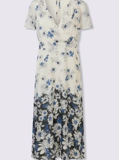 Robe en satin bordures à l'imprimé dégradé