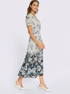 Robe en satin bordures à l'imprimé dégradé