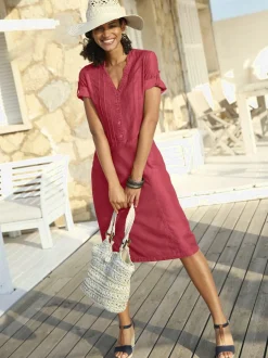 Robe femme col v et 2 poches raglan verticales