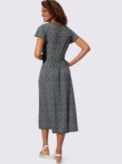 Robe fluide à col V et manches courtes imprimé fleuri