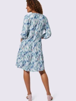 Robe imprimée à fleurs en viscose fluide et col en V