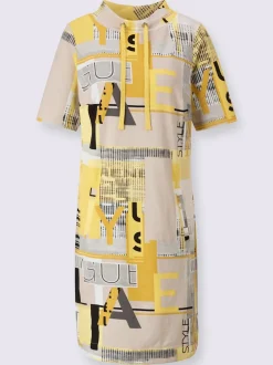 Robe imprimée géométrique à manches courtes et coupe fluide