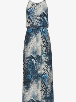Robe longue encolure ronde légèrement froncée