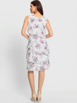 Robe sans manches imprimée à fleurs au genou