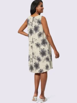Robe sans manches plissée et motif abstrait en polyester recyclé