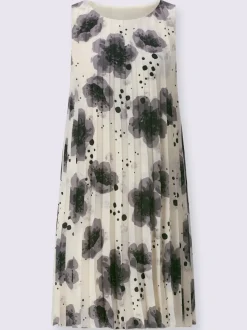 Robe sans manches plissée et motif abstrait en polyester recyclé
