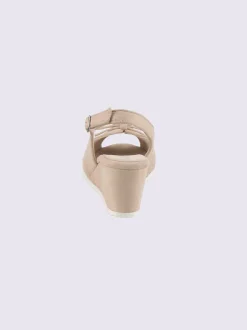 Sandales compensées cuir velours de chèvre