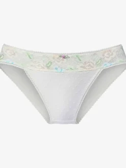Slip féminin avec délicate rose en satin au centre devant