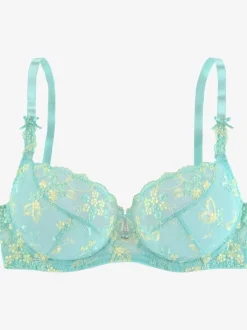 Soutien-gorge à armatures (sans garnissage) en dentelle brodée transparente